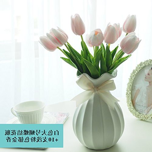 Centro de mesa con tulipanes artificiales