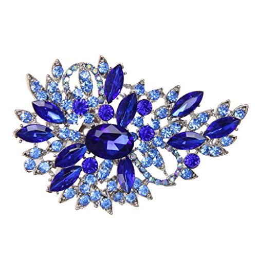 Broche Elegante Flor Del Diamante Color Azul