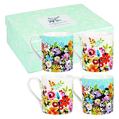 Pack de 4 tazas de flores multicolores