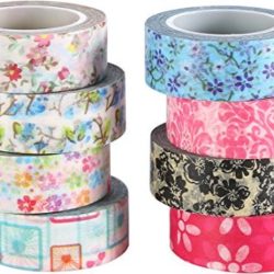 8 coloridas cintas Washi de florecitas