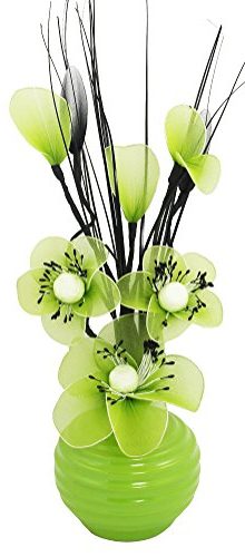 Jarrón con flores nailón de color verde 32 cm