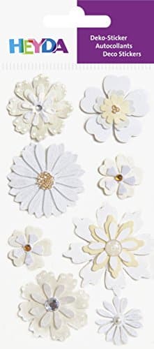 Pegatinas en 3D de flores blancas