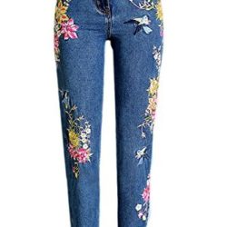 Pantalones vaqueros con flores bordadas