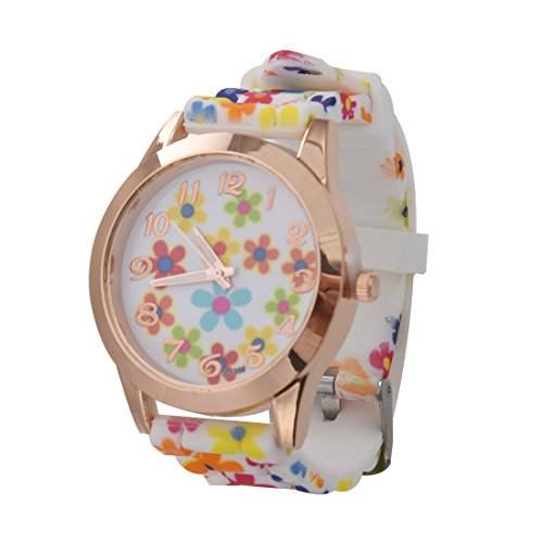 Reloj Sodial de silicona y flores multicolor